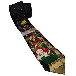 Sears Santa Claus Necktie Tie Roller Coaster Reindeer Humor Tags Unworn MSRP 30